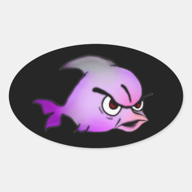 Sticker Ovale Poissons mauvais (Devant)