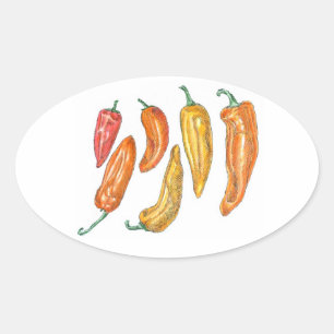 Sticker Ovale Poivrons doux