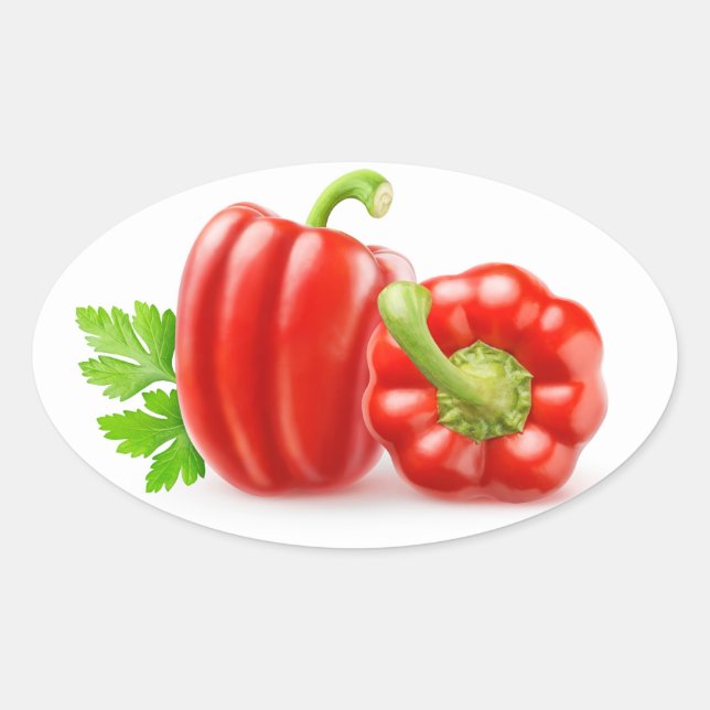 Sticker Ovale Poivrons rouges (Devant)