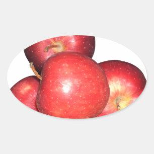 Sticker Ovale Pommes rouges sucrées et crêpes - Impression de fr