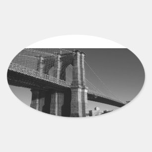 Sticker Ovale Pont Brooklyn noir et blanc