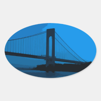 Sticker Ovale Pont Verrazano en bleu
