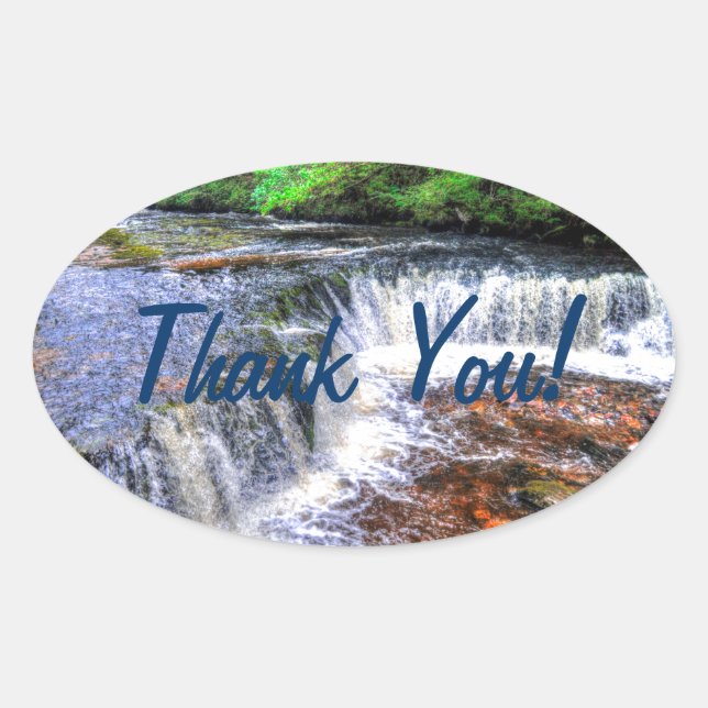 Sticker Ovale Pontneddfechan Falls Walking Trail Merci (Devant)
