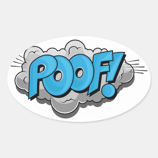 Sticker Ovale Pop art Comic Poof ! (Devant)