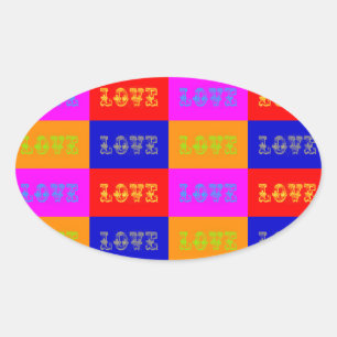 Sticker Ovale Pop Art Love