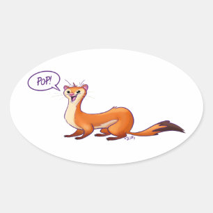 Sticker Ovale POP PREND LE WEASEL par Jeff Willis Art