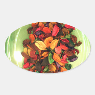 Sticker Ovale Potpourri coloré : Un écran à parfum