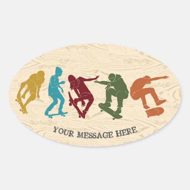 Sticker Ovale Pour Skateboarders Skateboard Graphics Collage (Devant)