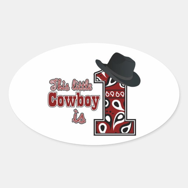 Sticker Ovale Premier anniversaire de Cowboy (Devant)