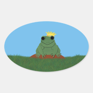 Sticker Ovale Prince de grenouille lunaire avec couronne
