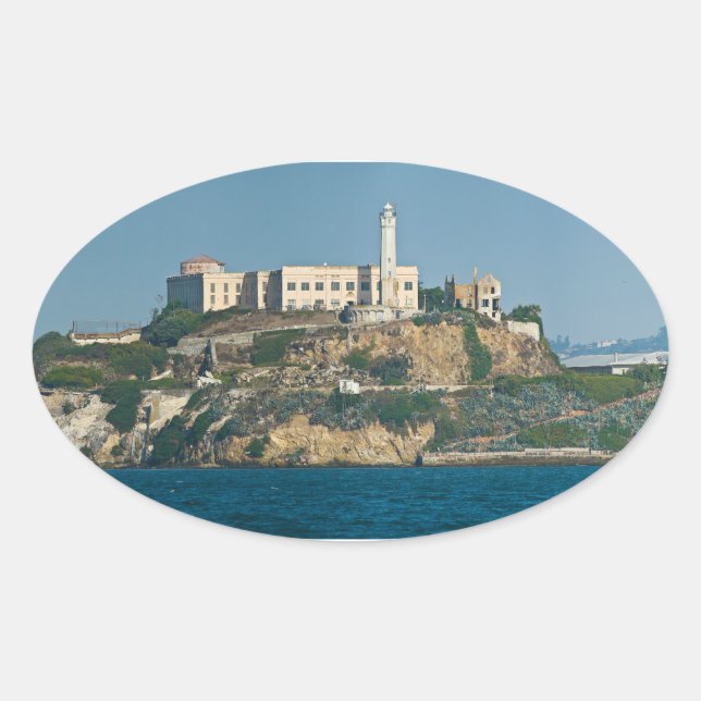 Sticker Ovale Prison de l'île d'Alcatraz Baie de San Francisco (Devant)