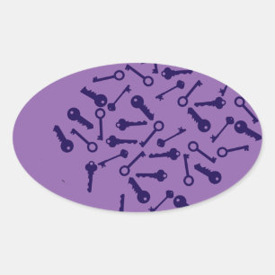 Sticker Ovale Produit à motif clé bleu