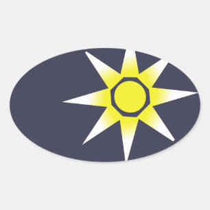 Sticker Ovale Produit de soleil magique blanc jaune