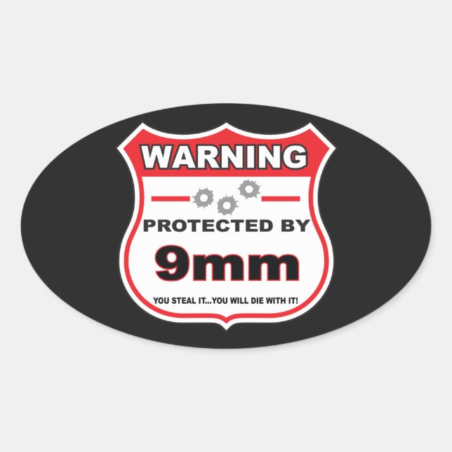 Sticker Ovale protégé par un bouclier de 9 mm (Devant)