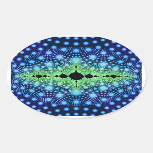 Sticker Ovale Psychédélique Fractal Wild Art Décoratif Abstrait