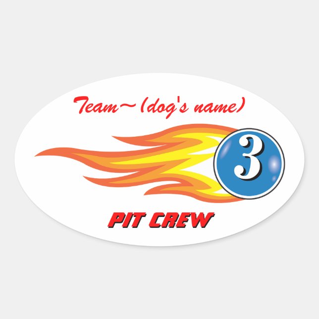 Sticker Ovale Pup Cup Classic_Team "Nom du chien"_Pit Crew perso (Devant)