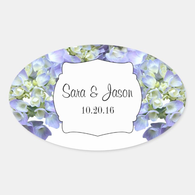 Sticker Ovale Purple hydrangea Mariage personnalisé (Devant)