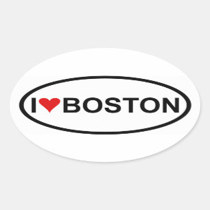 Sticker Ovale QUATRE "I [heart] Boston"