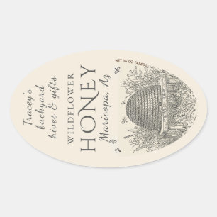 Sticker Ovale Queenline Jar Vintage Skep Jardin Hive Oval