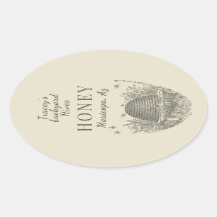 Sticker Ovale Queenline Jar Vintage Skep Jardin Hive Oval