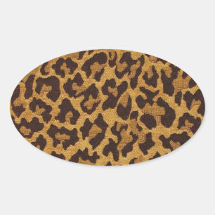 Sticker Ovale RAB Rockabilly Imprimé Léopard Marron Or