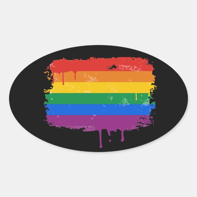 Sticker Ovale RAINBOW DRIP - .png (Devant)