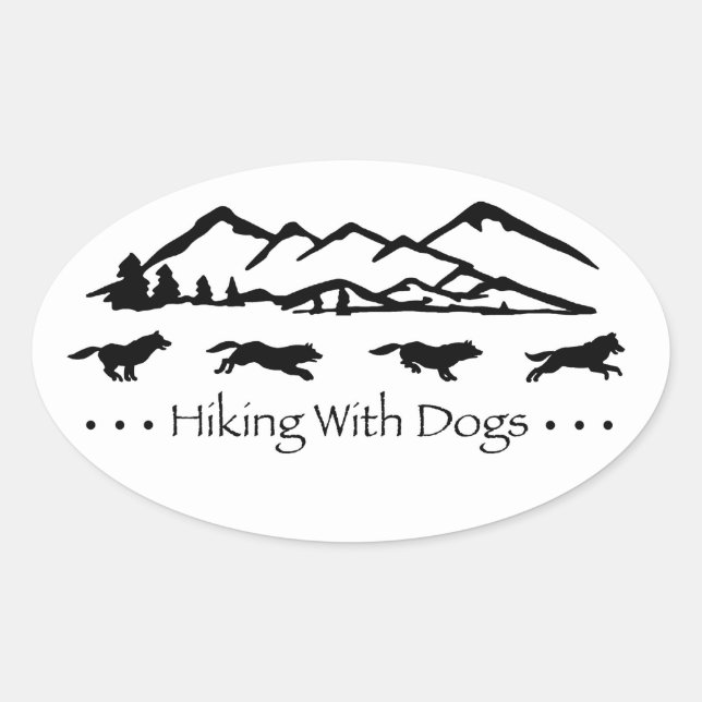 Sticker Ovale Randonnée Avec Chiens Oval Sticker-Husky (Devant)