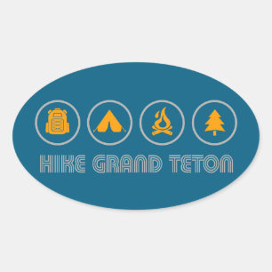 Sticker Ovale Randonnée Grand Teton National Park