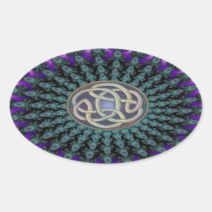 Sticker Ovale Rayonnement du noeud celtique grunge de mandala de