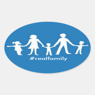 Sticker ovale #realfamily avec valeurs traditionne