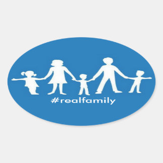 Sticker ovale #realfamily avec valeurs traditionne