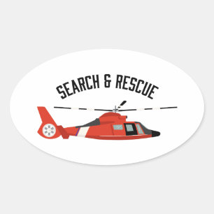 Sticker Ovale Recherche et Secourir Hélicoptère