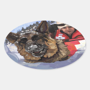 Sticker Ovale Rechercher et Secourir