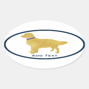 Sticker Ovale Récupérateur d'or Preppy personnalisé