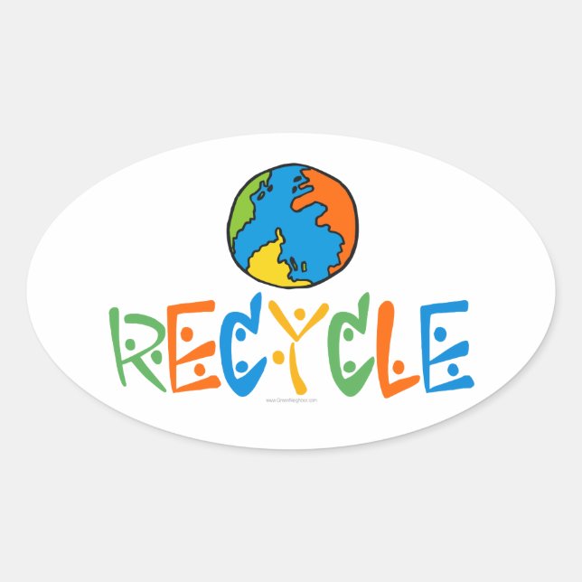 Sticker Ovale Recyclage coloré (Devant)