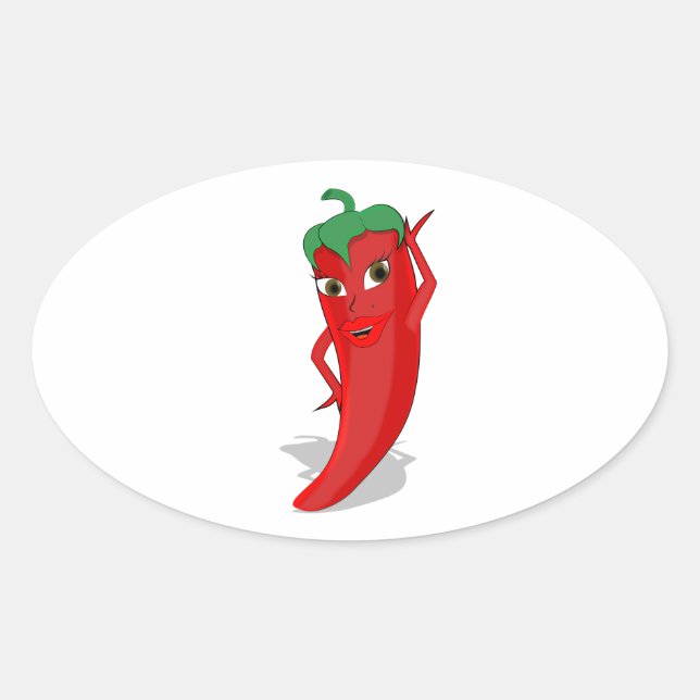 Sticker Ovale Red Hot Pepper Diva (Devant)