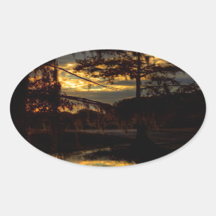 Sticker Ovale Réflexion de Bayou Sunset