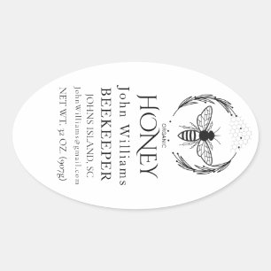 Sticker Ovale Reine d'abeille à miel biologique