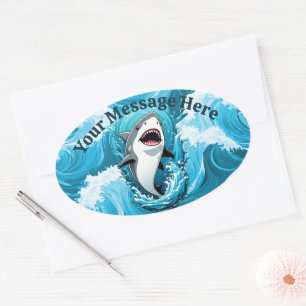 Sticker Ovale Rejoignez-nous pour un requin mordant