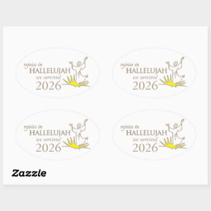 Sticker Ovale Réjouissons dans hallelujah nous avons survécu 202