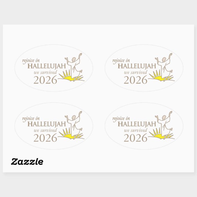 Sticker Ovale Réjouissons dans hallelujah nous avons survécu 202 (Feuille)