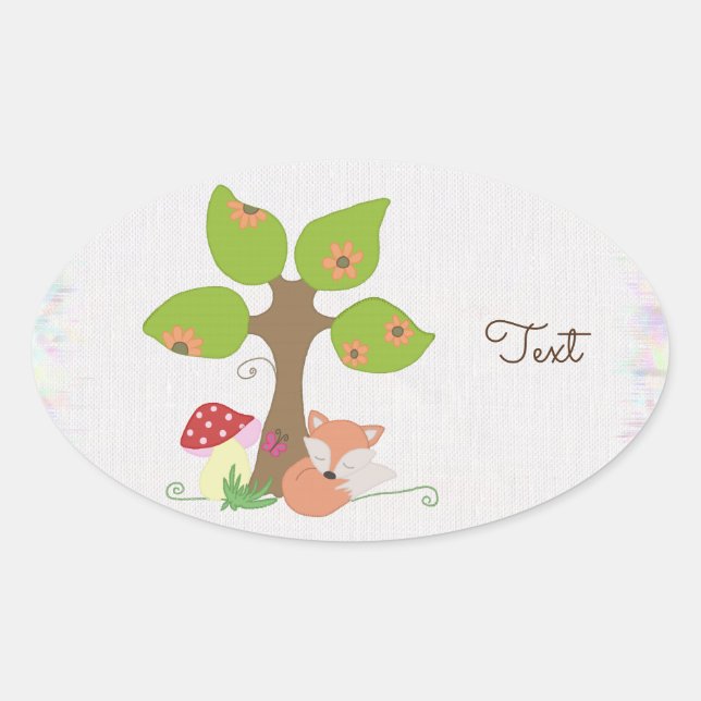 Sticker Ovale renard sous l'arbre (Devant)