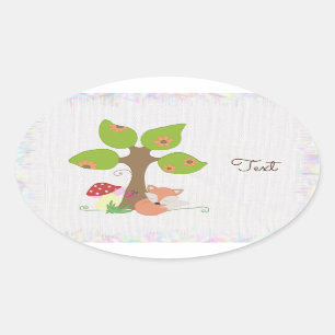 Sticker Ovale renard sous l'arbre