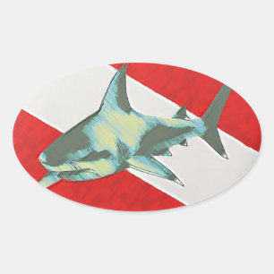 Sticker Ovale requin-drapeau
