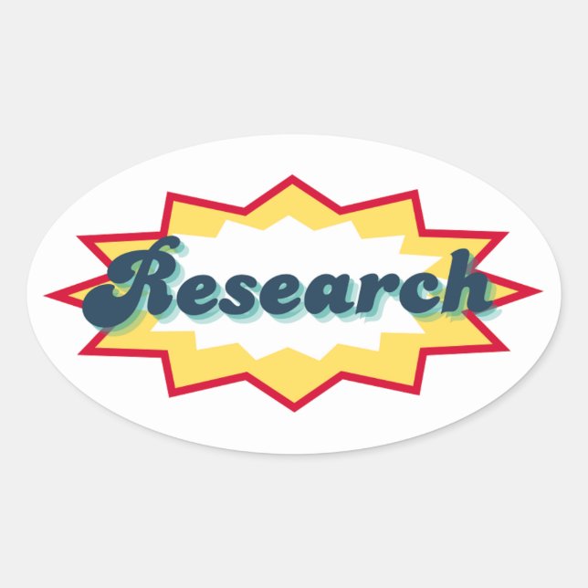 Sticker Ovale Research Sticker, comic book pop design (Devant)
