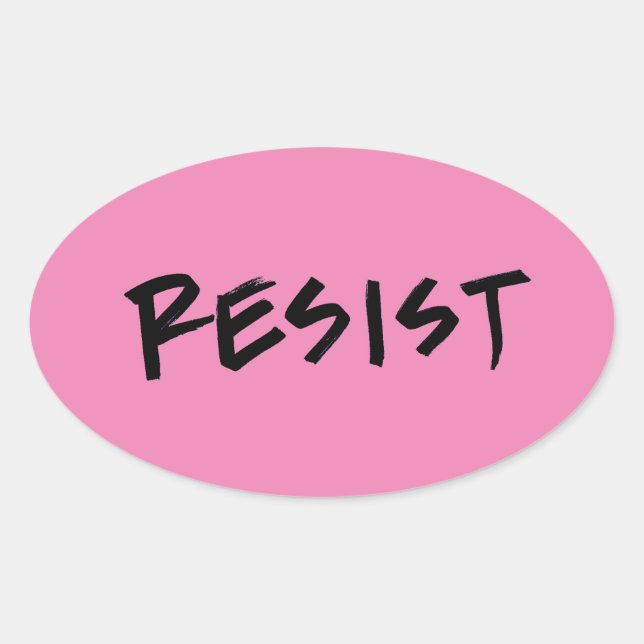 Sticker Ovale Résistez à Stickers-4 par feuille-rose (Devant)