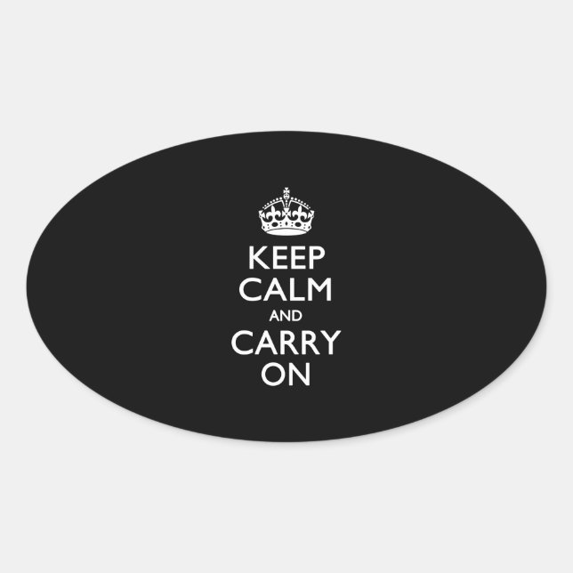 Sticker Ovale Restez Calme Et Continuez Sur Noir (Devant)