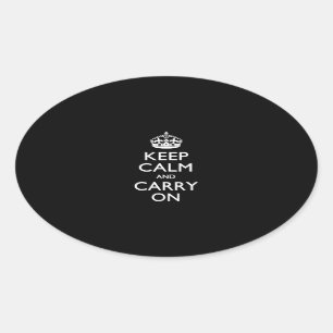 Sticker Ovale Restez Calme Et Continuez Sur Noir