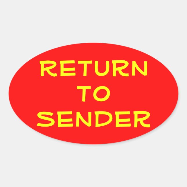 Sticker Ovale Retour jaune à l'expéditeur en rouge (Devant)