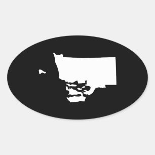 Sticker Ovale Rhode Island en blanc et noir